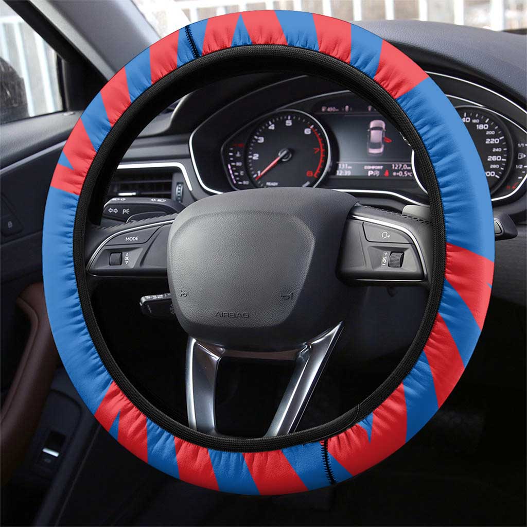 Ecuador Steering Wheel Cover with Coat of Arms and Bold Stripe Design - Wonder Print Shop