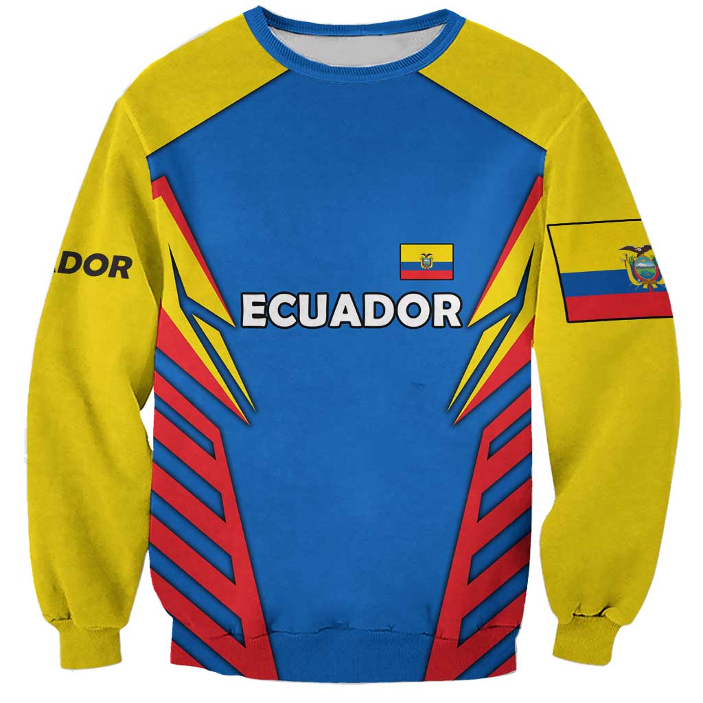 Ecuador Sweatshirt with Coat of Arms and Bold Stripe Design - Wonder Print Shop