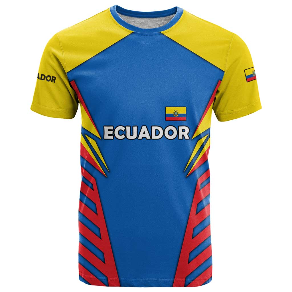 Ecuador T Shirt with Coat of Arms and Bold Stripe Design - Wonder Print Shop