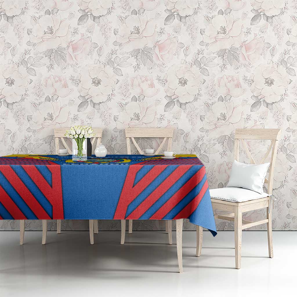 Ecuador Tablecloth with Coat of Arms and Bold Stripe Design - Wonder Print Shop
