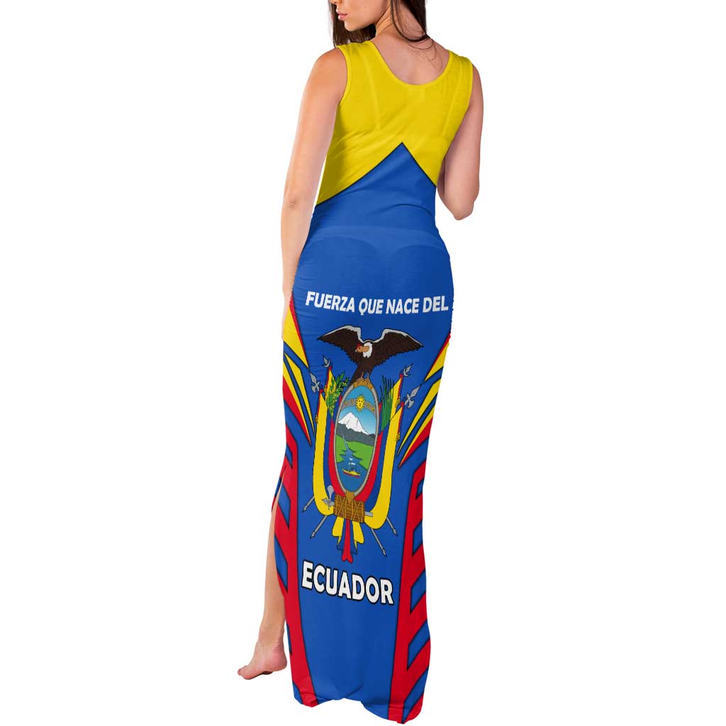 Ecuador Tank Maxi Dress with Coat of Arms and Bold Stripe Design - Wonder Print Shop