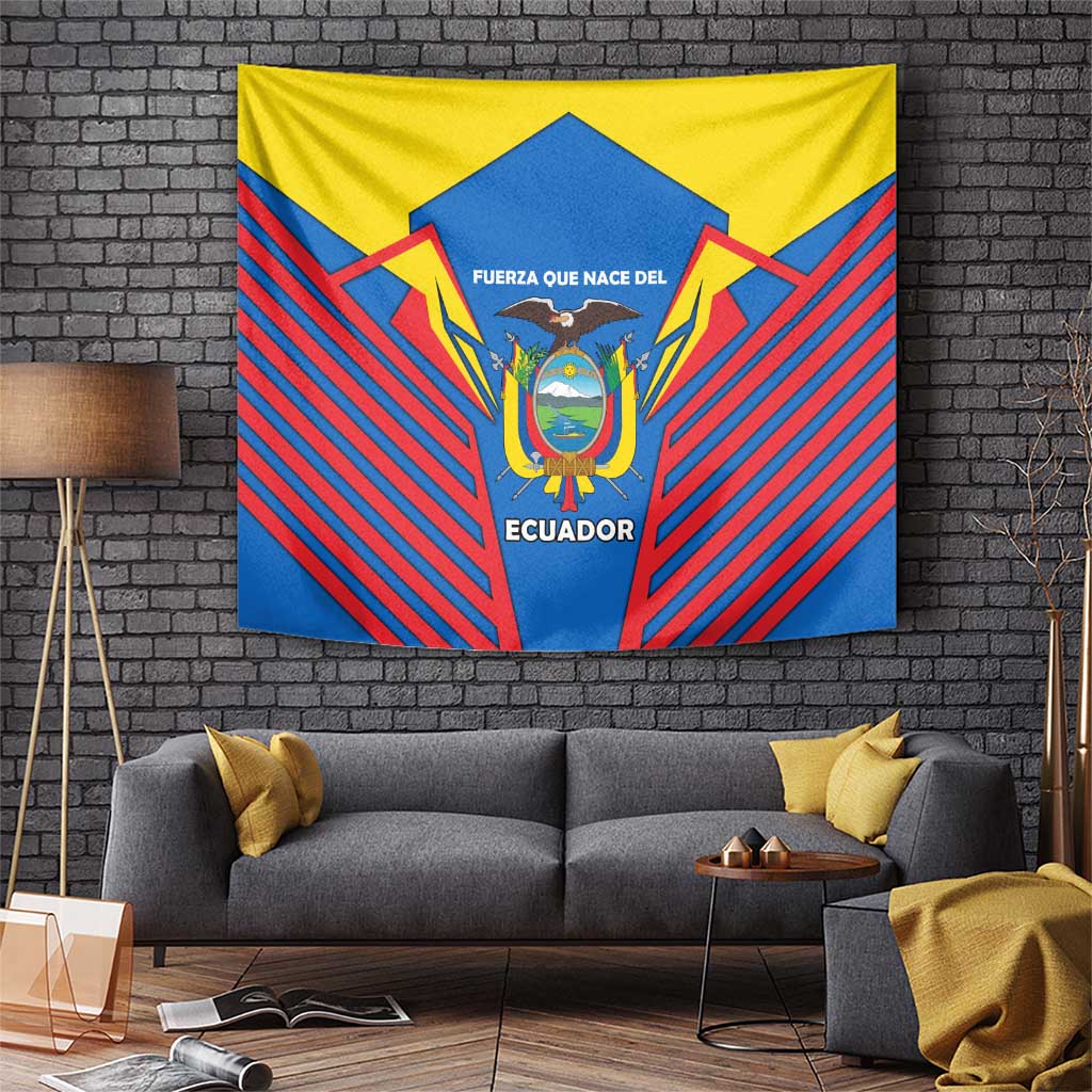 Ecuador Tapestry with Coat of Arms and Bold Stripe Design - Wonder Print Shop