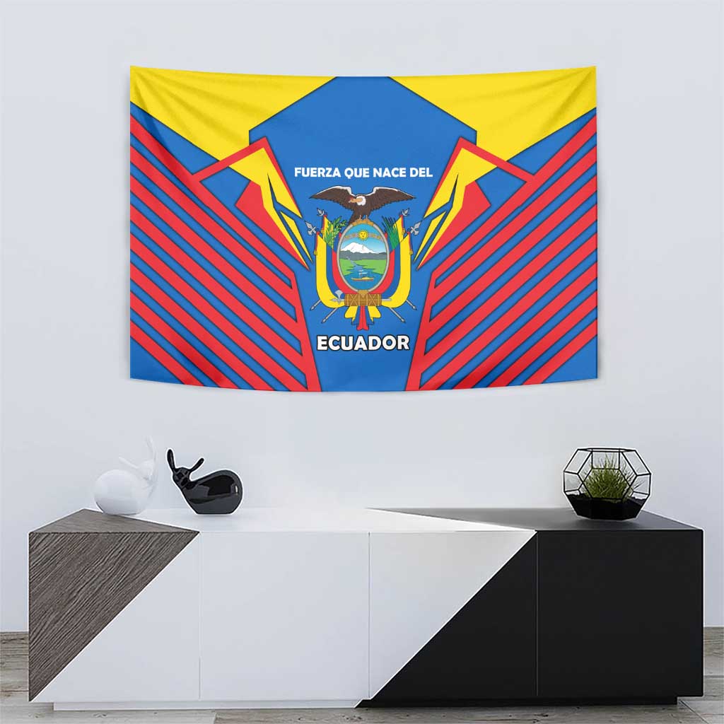 Ecuador Tapestry with Coat of Arms and Bold Stripe Design - Wonder Print Shop