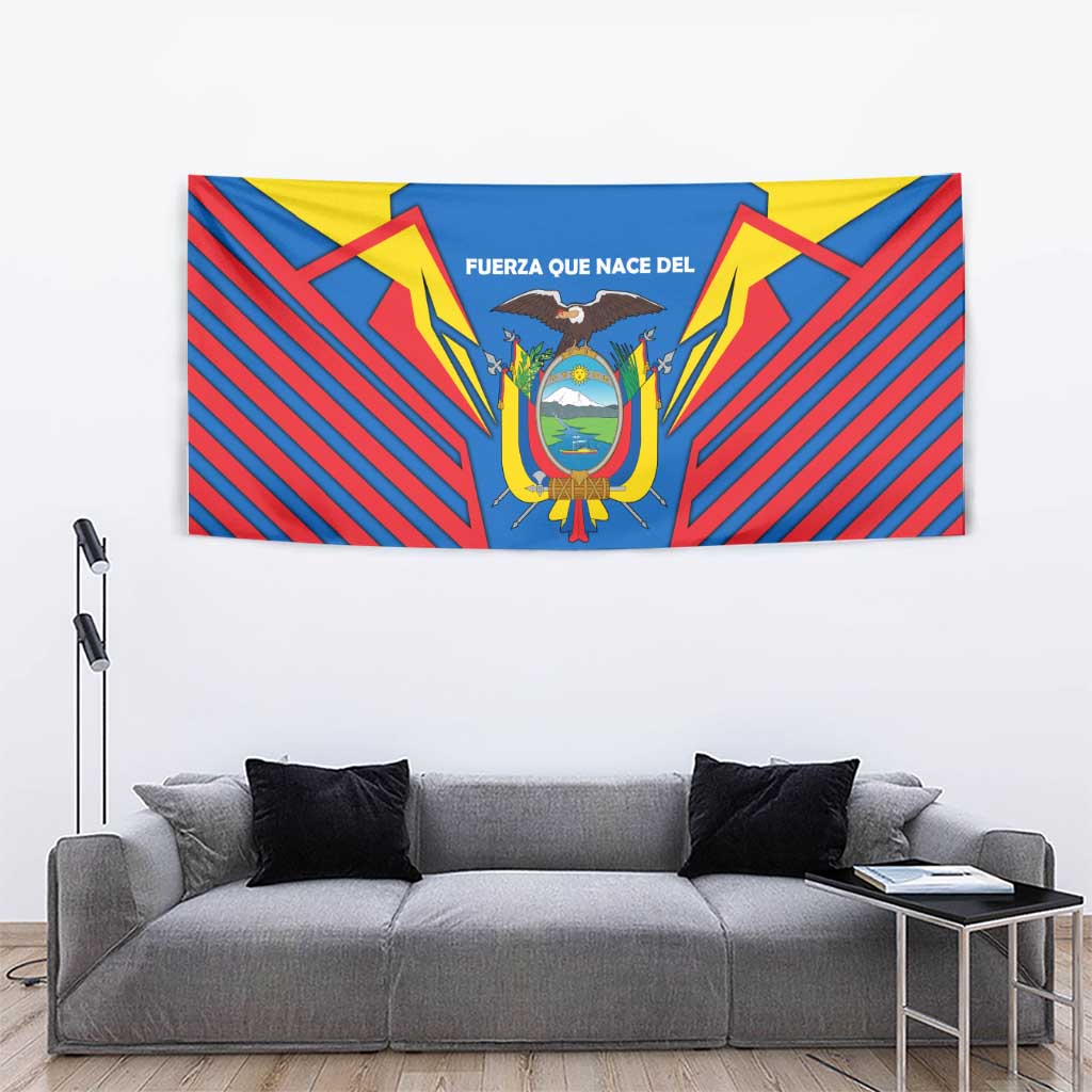 Ecuador Tapestry with Coat of Arms and Bold Stripe Design - Wonder Print Shop
