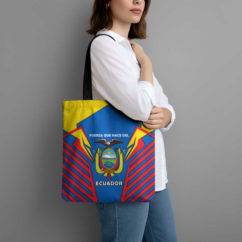 Ecuador Tote Bag with Coat of Arms and Bold Stripe Design - Wonder Print Shop
