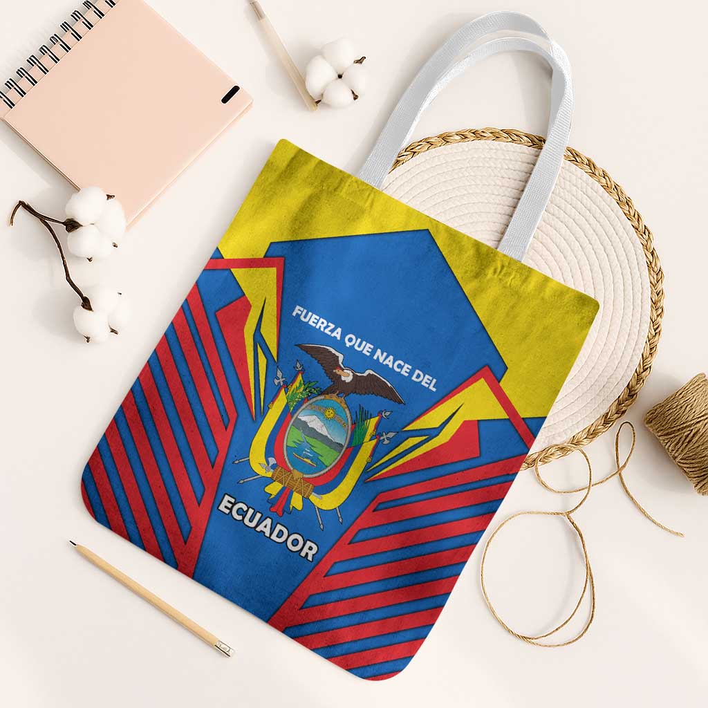 Ecuador Tote Bag with Coat of Arms and Bold Stripe Design - Wonder Print Shop