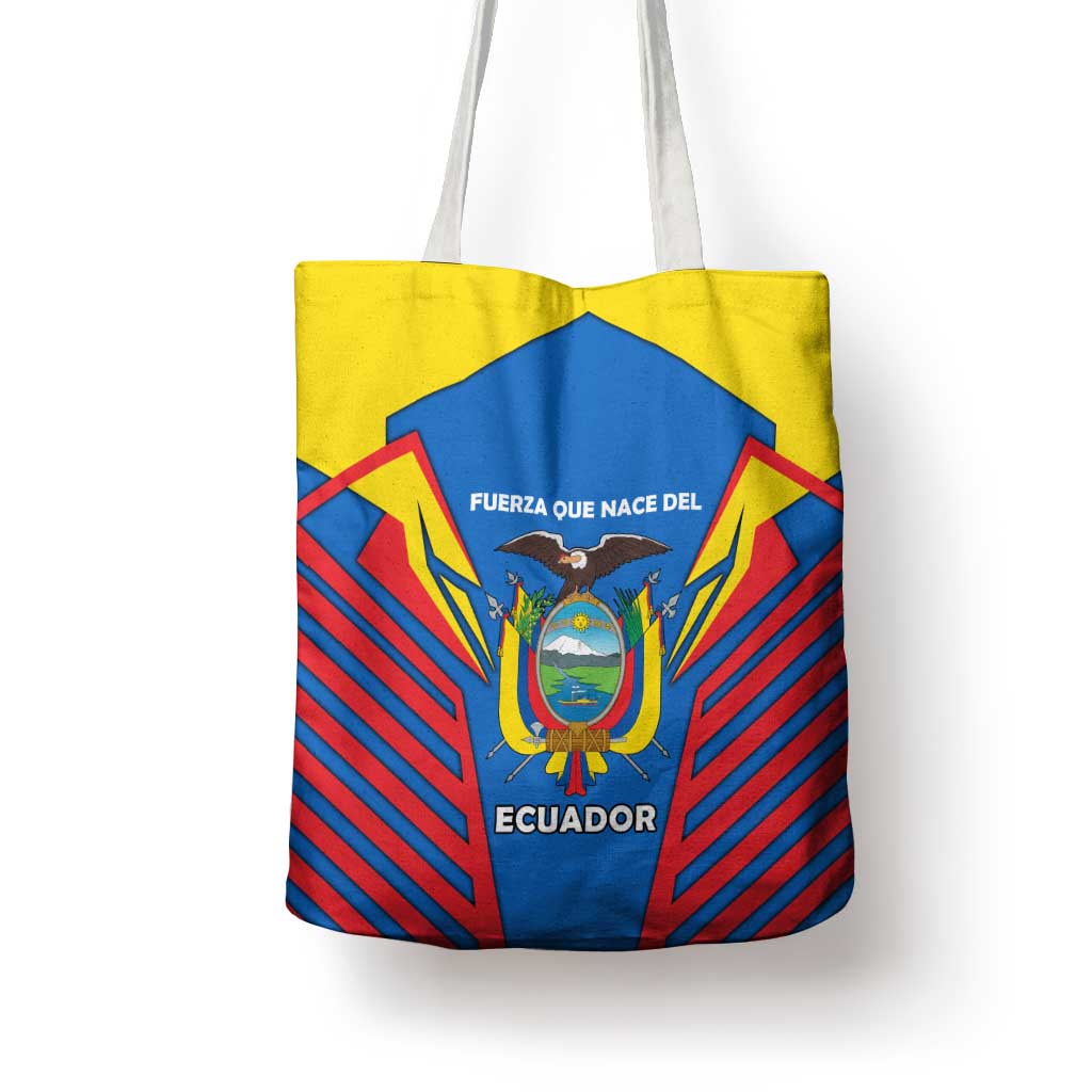 Ecuador Tote Bag with Coat of Arms and Bold Stripe Design - Wonder Print Shop