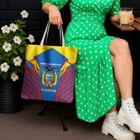 Ecuador Tote Bag with Coat of Arms and Bold Stripe Design - Wonder Print Shop