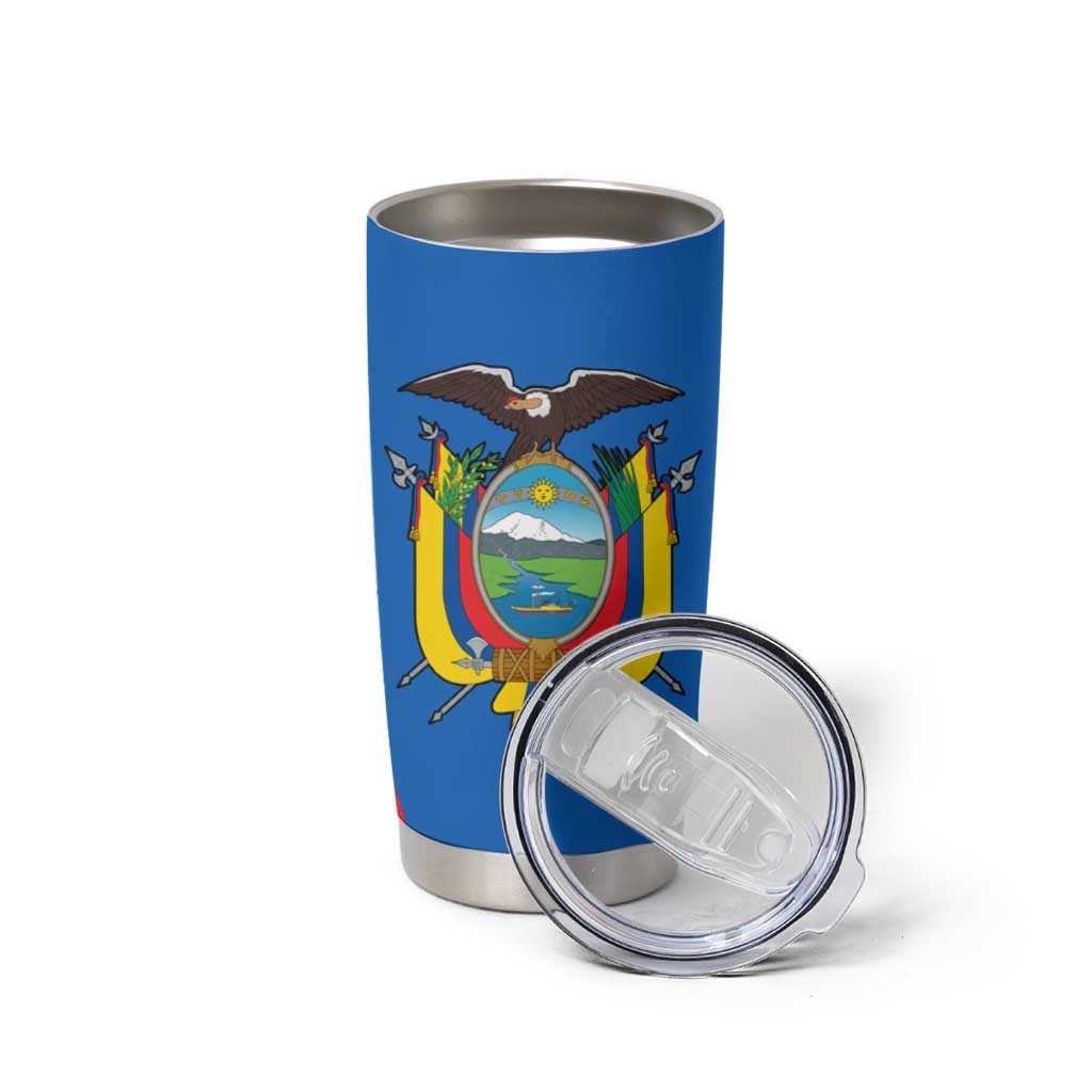 Ecuador Tumbler Cup with Coat of Arms and Bold Stripe Design - Wonder Print Shop