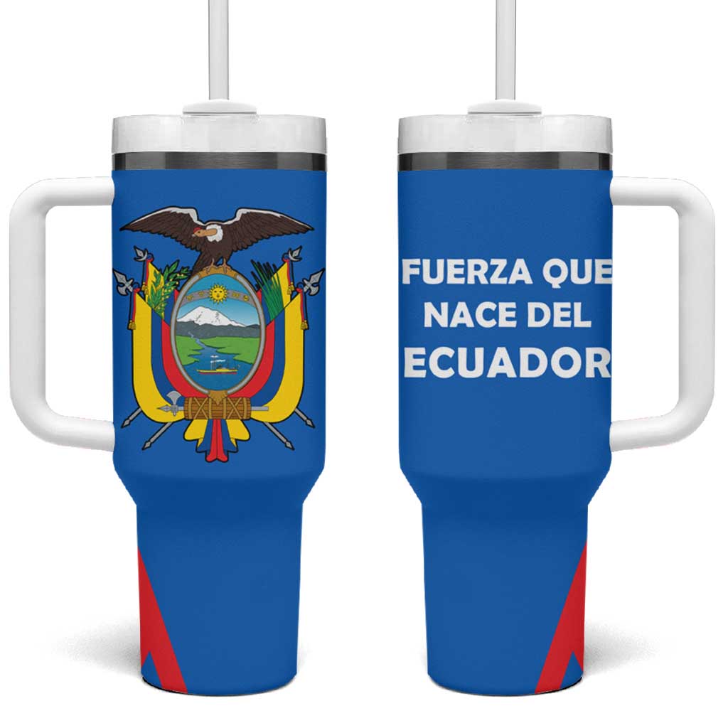 Ecuador Tumbler With Handle with Coat of Arms and Bold Stripe Design - Wonder Print Shop