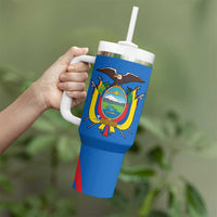 Ecuador Tumbler With Handle with Coat of Arms and Bold Stripe Design - Wonder Print Shop
