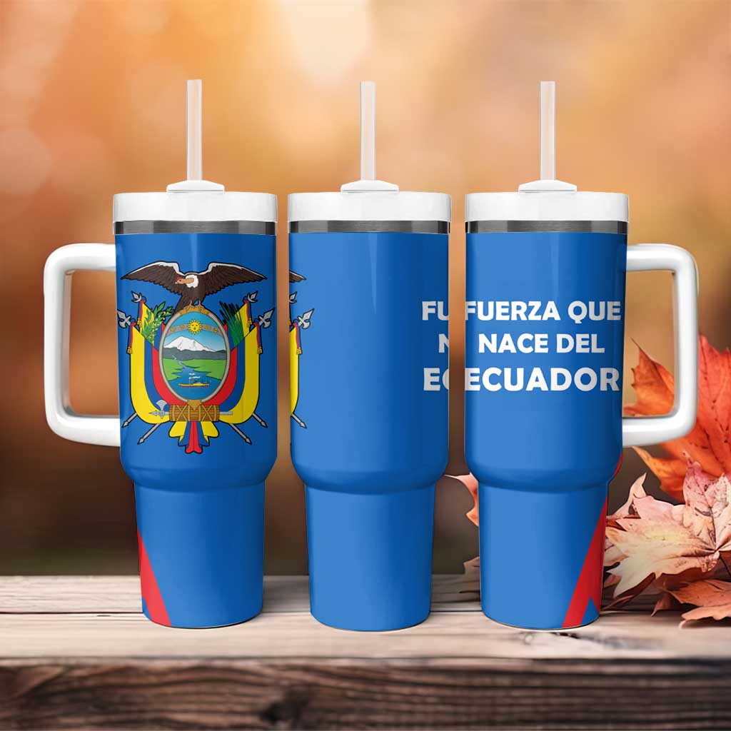 Ecuador Tumbler With Handle with Coat of Arms and Bold Stripe Design - Wonder Print Shop