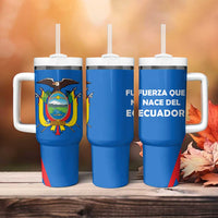 Ecuador Tumbler With Handle with Coat of Arms and Bold Stripe Design - Wonder Print Shop