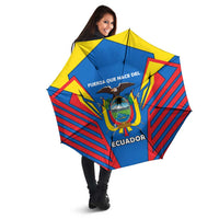 Ecuador Umbrella with Coat of Arms and Bold Stripe Design - Wonder Print Shop