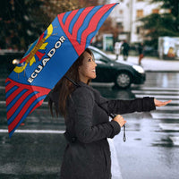 Ecuador Umbrella with Coat of Arms and Bold Stripe Design - Wonder Print Shop
