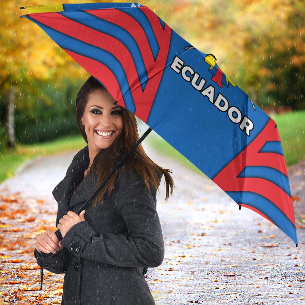 Ecuador Umbrella with Coat of Arms and Bold Stripe Design - Wonder Print Shop