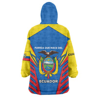Ecuador Wearable Blanket Hoodie with Coat of Arms and Bold Stripe Design - Wonder Print Shop