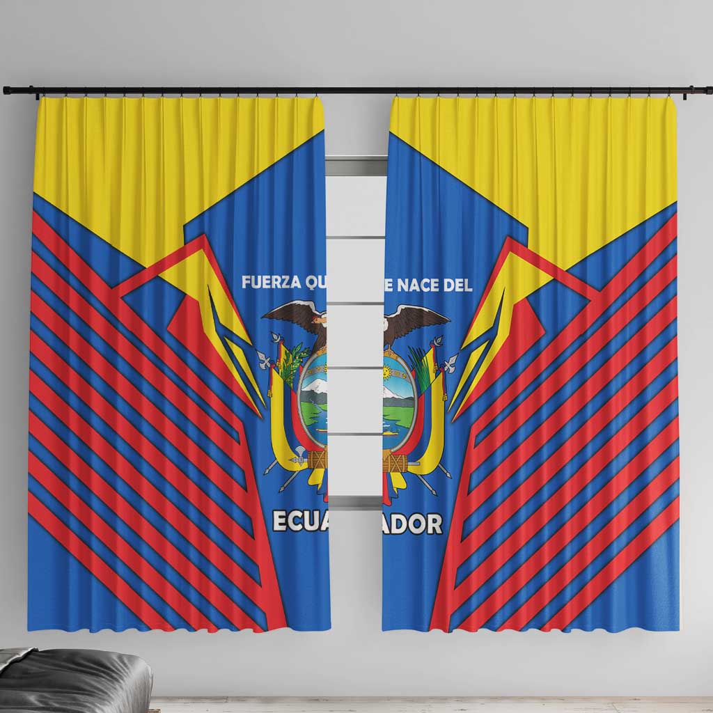 Ecuador Window Curtain with Coat of Arms and Bold Stripe Design - Wonder Print Shop