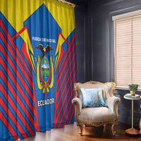 Ecuador Window Curtain with Coat of Arms and Bold Stripe Design - Wonder Print Shop