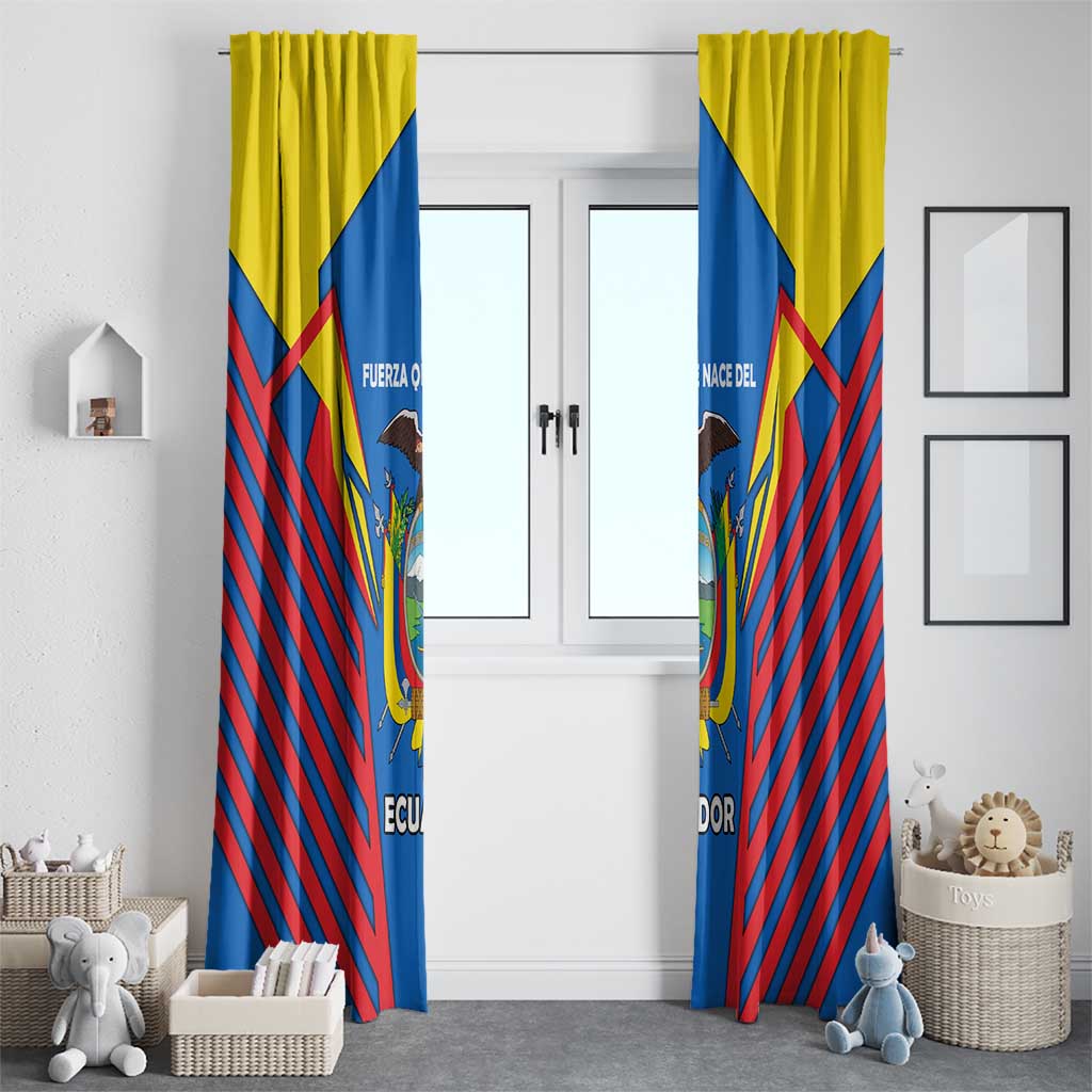 Ecuador Window Curtain with Coat of Arms and Bold Stripe Design - Wonder Print Shop