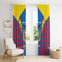 Ecuador Window Curtain with Coat of Arms and Bold Stripe Design - Wonder Print Shop