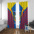 Ecuador Window Curtain with Coat of Arms and Bold Stripe Design - Wonder Print Shop