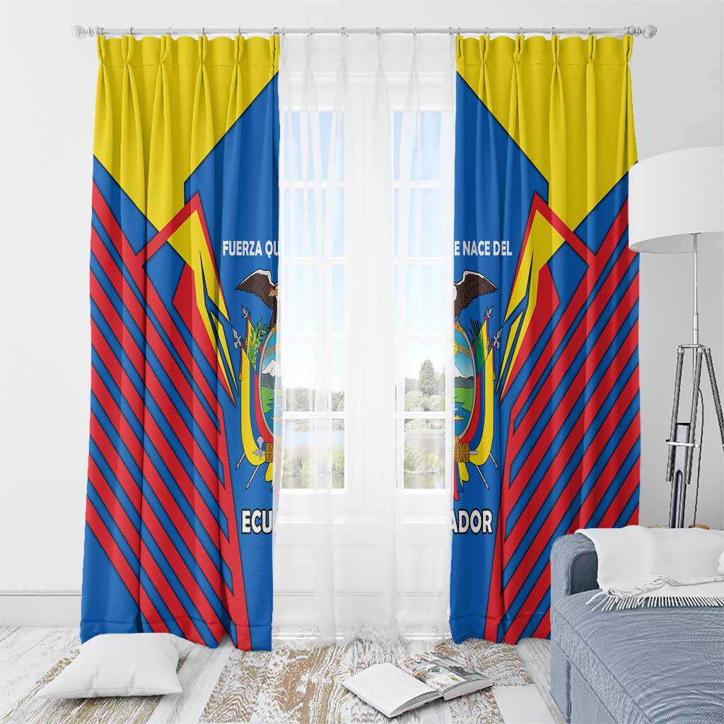 Ecuador Window Curtain with Coat of Arms and Bold Stripe Design - Wonder Print Shop