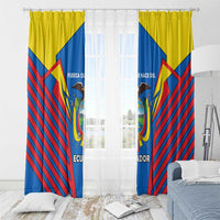 Ecuador Window Curtain with Coat of Arms and Bold Stripe Design - Wonder Print Shop
