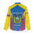 Ecuador Women Casual Shirt with Coat of Arms and Bold Stripe Design - Wonder Print Shop