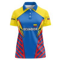 Ecuador Women Polo Shirt with Coat of Arms and Bold Stripe Design - Wonder Print Shop