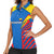 Ecuador Women Sleeveless Polo Shirt with Coat of Arms and Bold Stripe Design - Wonder Print Shop