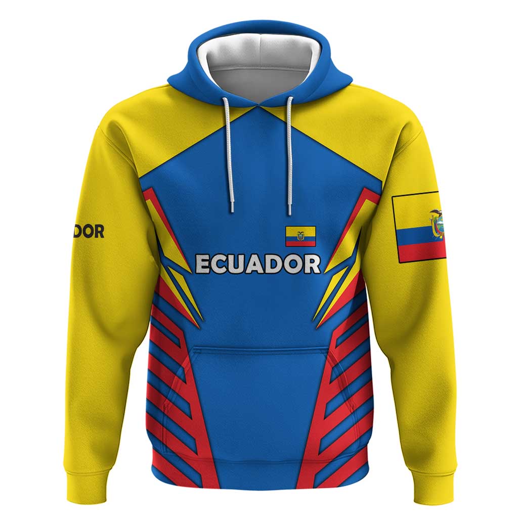 Ecuador Zip Hoodie with Coat of Arms and Bold Stripe Design - Wonder Print Shop
