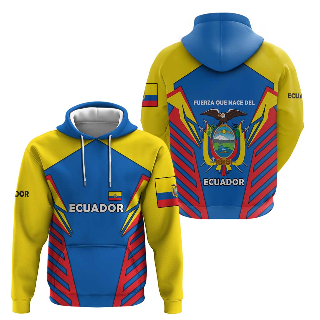 Ecuador Zip Hoodie with Coat of Arms and Bold Stripe Design - Wonder Print Shop