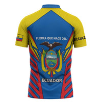 Ecuador Zipper Polo Shirt with Coat of Arms and Bold Stripe Design - Wonder Print Shop