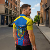Ecuador Zipper Polo Shirt with Coat of Arms and Bold Stripe Design - Wonder Print Shop