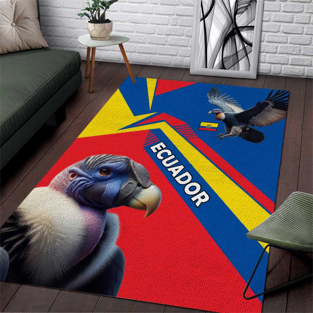 Ecuador Area Rug with Andean Condor and Chevron Stripe Design - Wonder Print Shop