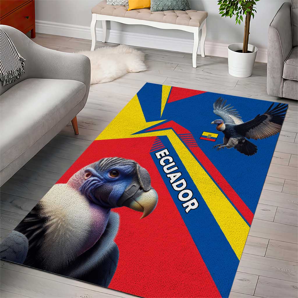 Ecuador Area Rug with Andean Condor and Chevron Stripe Design - Wonder Print Shop