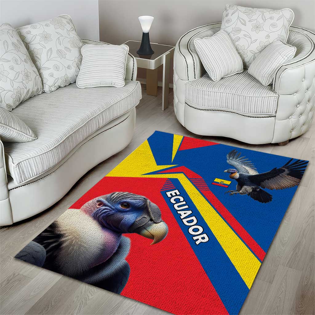 Ecuador Area Rug with Andean Condor and Chevron Stripe Design - Wonder Print Shop