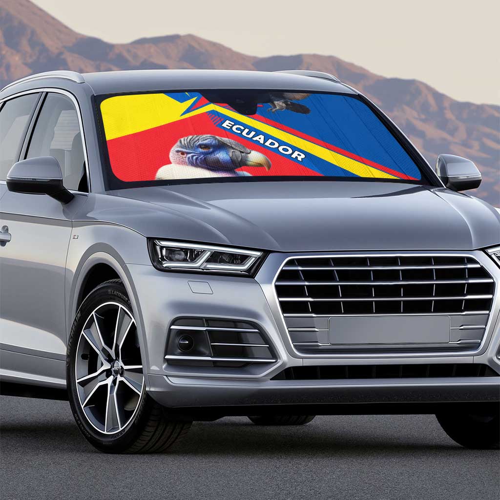 Ecuador Auto Sun Shade with Andean Condor and Chevron Stripe Design - Wonder Print Shop