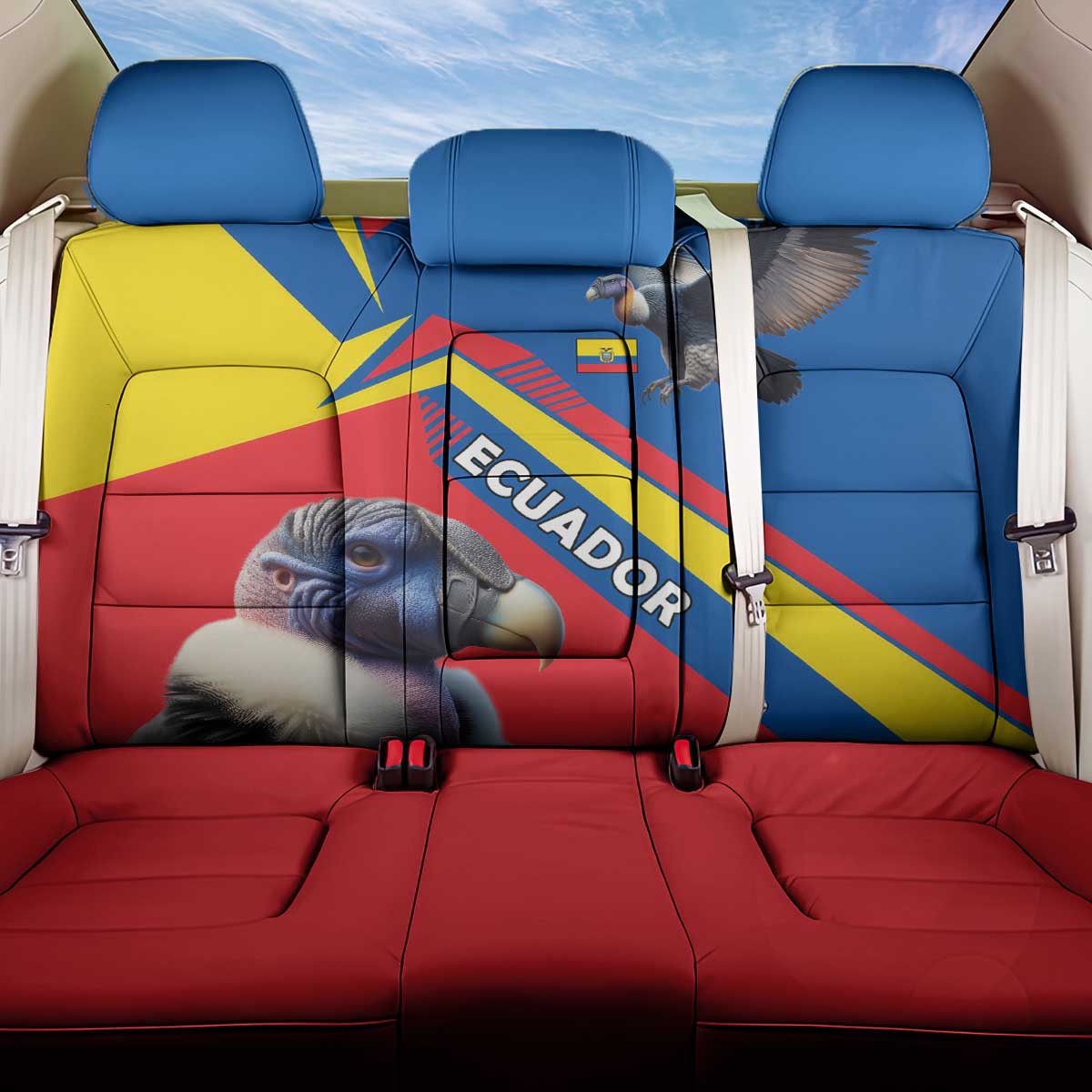 Ecuador Back Car Seat Cover with Andean Condor and Chevron Stripe Design - Wonder Print Shop