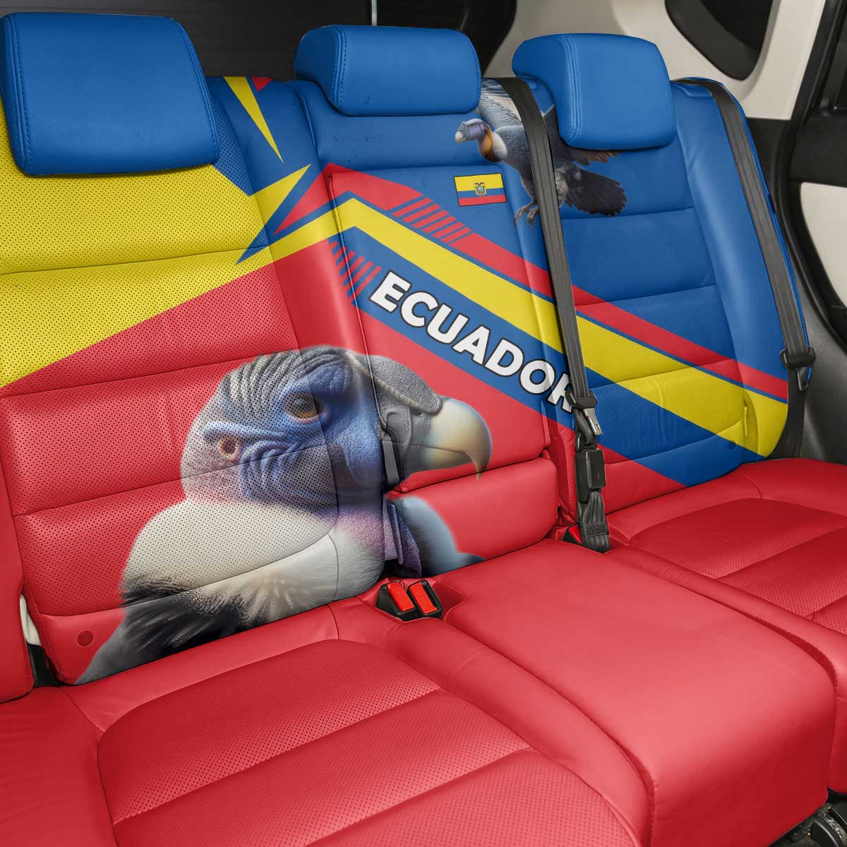 Ecuador Back Car Seat Cover with Andean Condor and Chevron Stripe Design - Wonder Print Shop