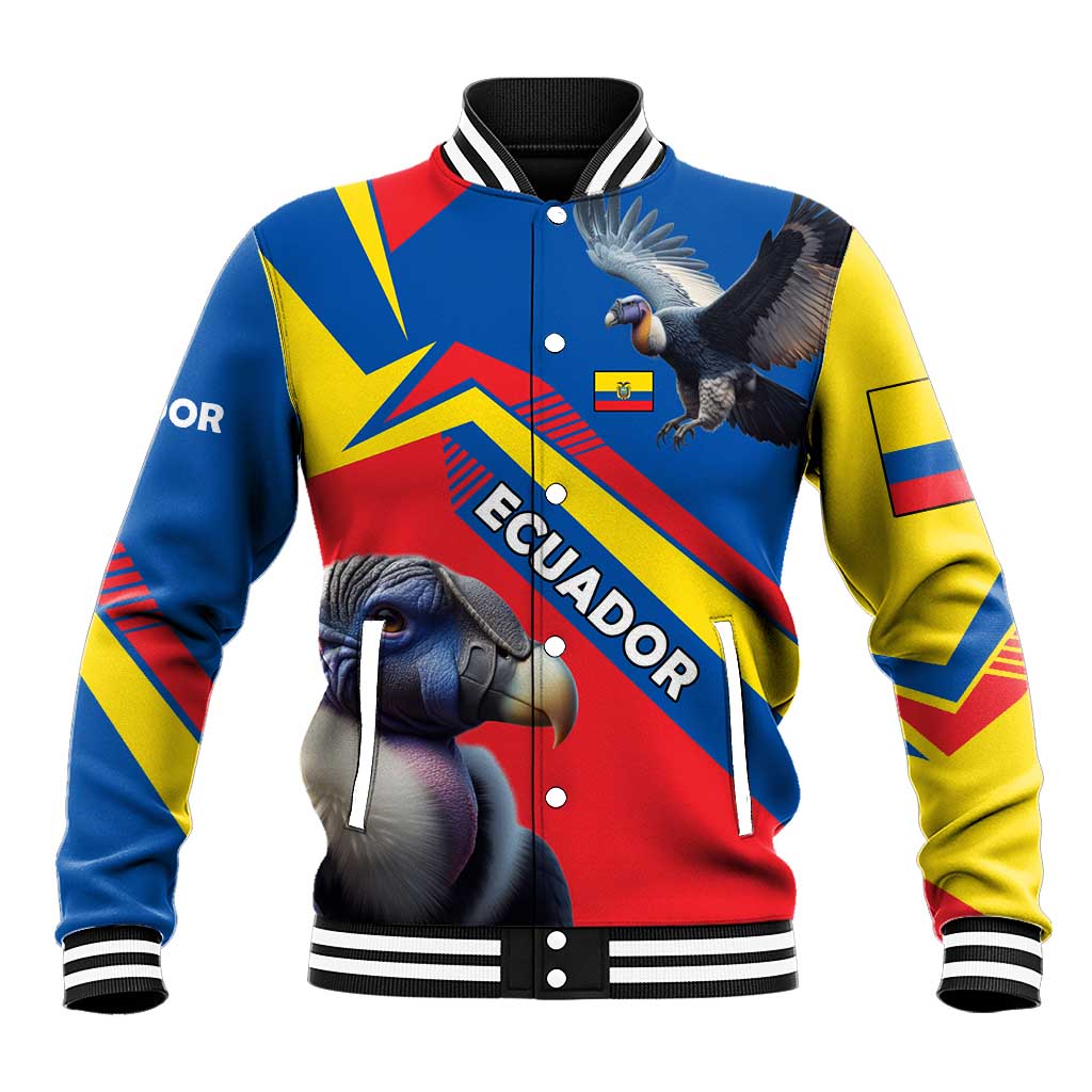 Ecuador Baseball Jacket with Andean Condor and Chevron Stripe Design - Wonder Print Shop