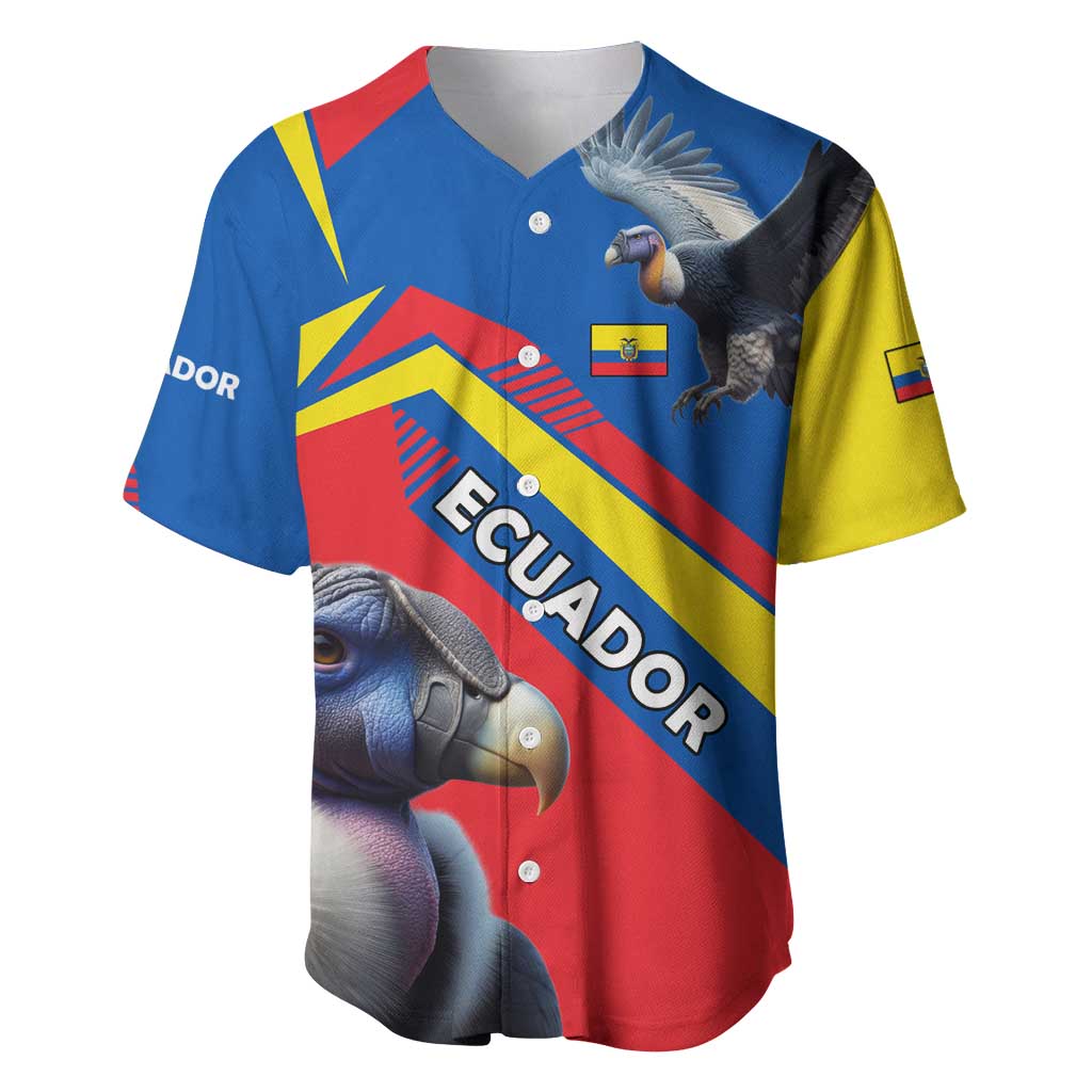 Ecuador Baseball Jersey with Andean Condor and Chevron Stripe Design - Wonder Print Shop