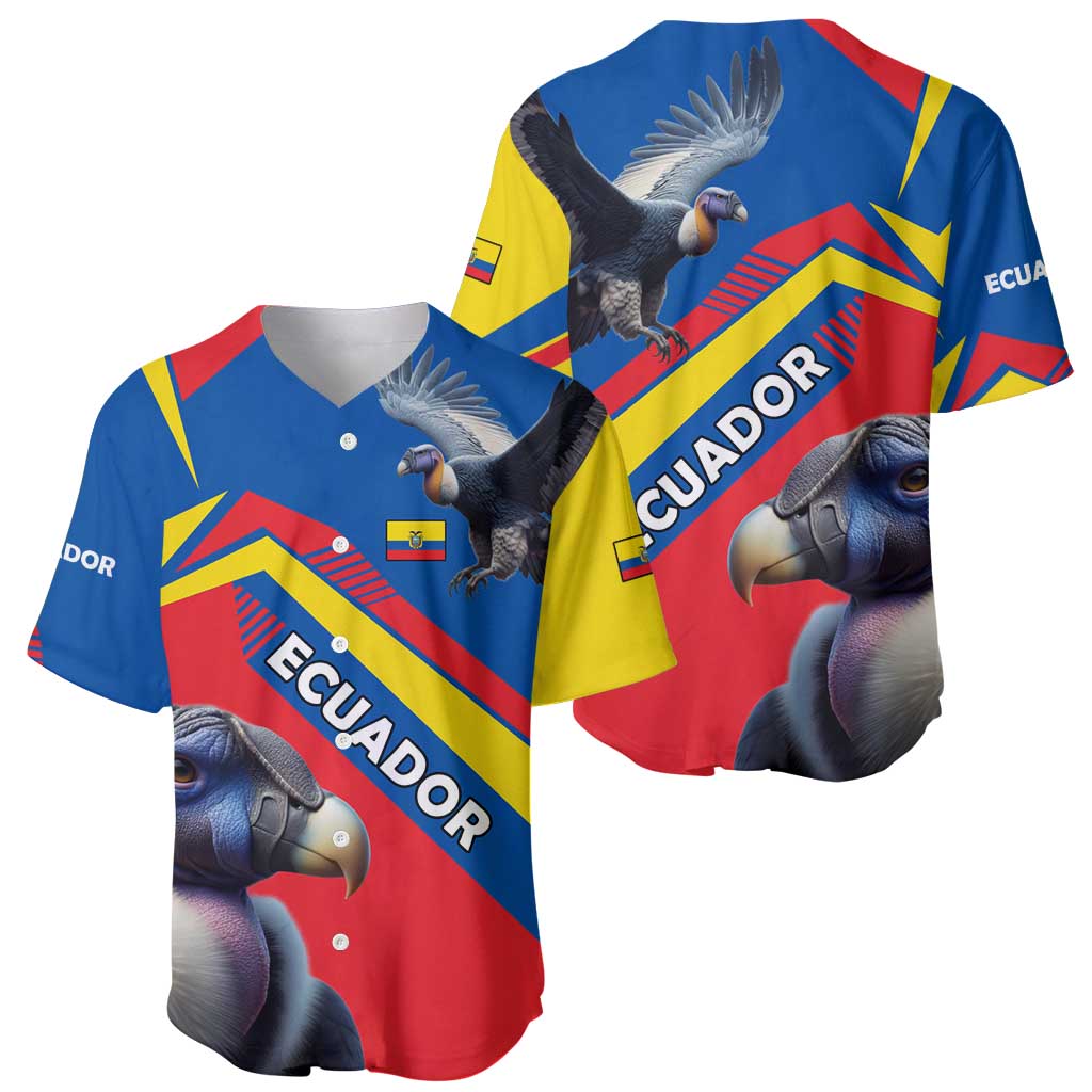 Ecuador Baseball Jersey with Andean Condor and Chevron Stripe Design - Wonder Print Shop