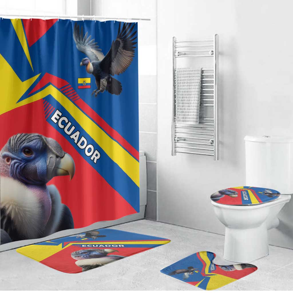 Ecuador Bathroom Set with Andean Condor and Chevron Stripe Design - Wonder Print Shop