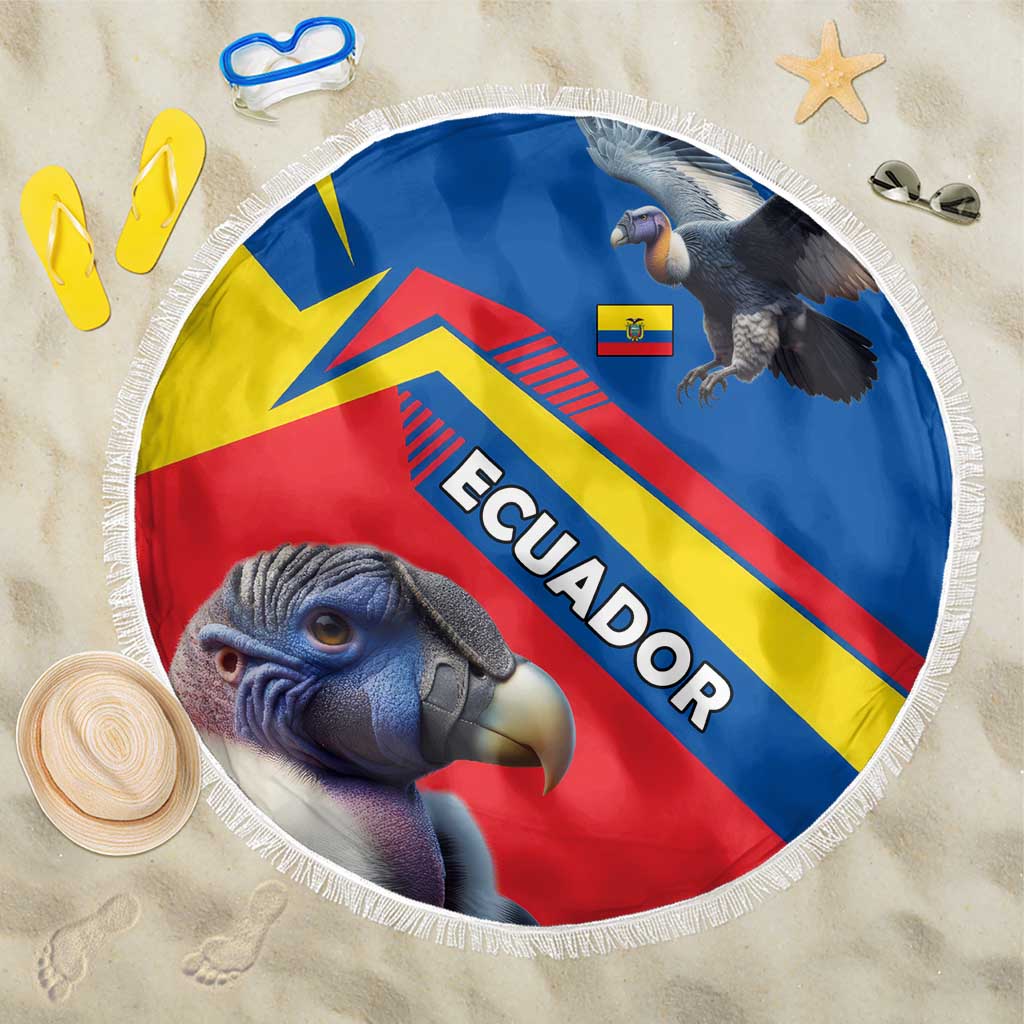 Ecuador Beach Blanket with Andean Condor and Chevron Stripe Design - Wonder Print Shop