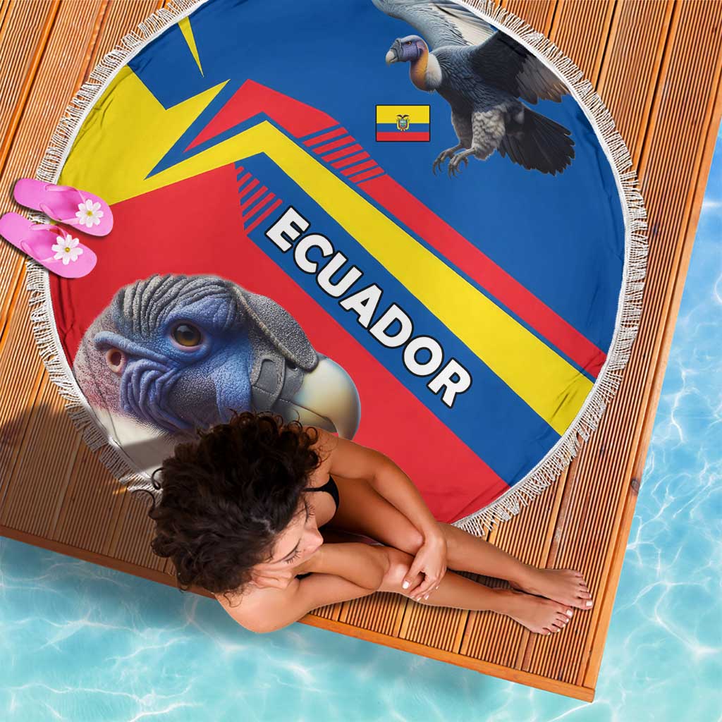 Ecuador Beach Blanket with Andean Condor and Chevron Stripe Design - Wonder Print Shop