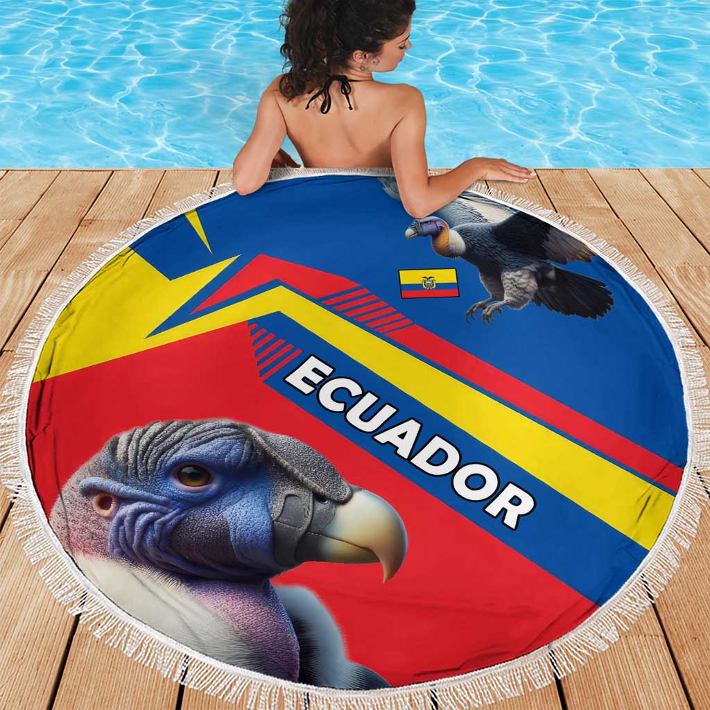 Ecuador Beach Blanket with Andean Condor and Chevron Stripe Design - Wonder Print Shop