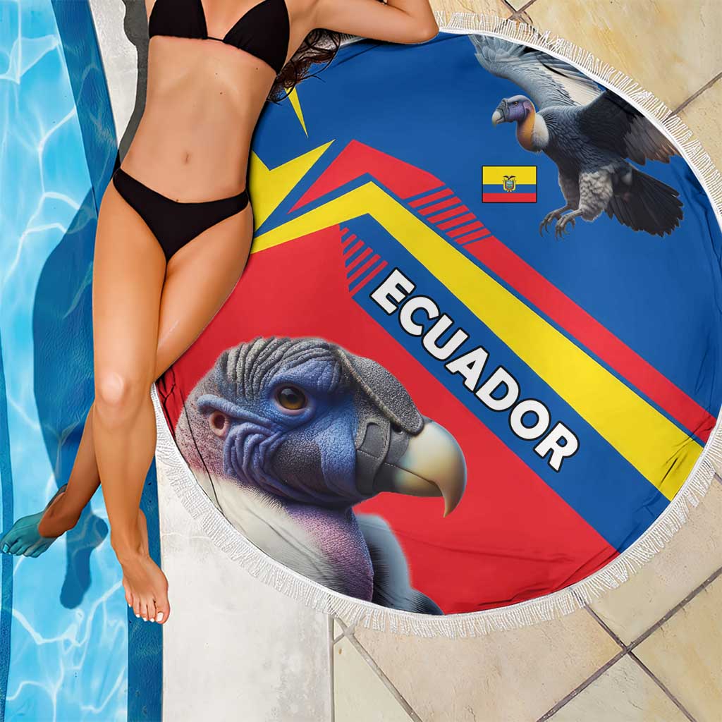 Ecuador Beach Blanket with Andean Condor and Chevron Stripe Design - Wonder Print Shop