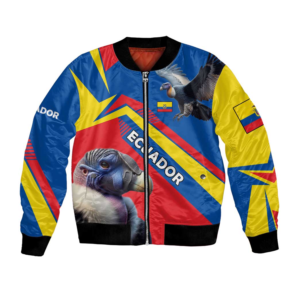 Ecuador Bomber Jacket with Andean Condor and Chevron Stripe Design - Wonder Print Shop